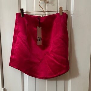 Zara Vibrant Pink Satin Mini Skirt